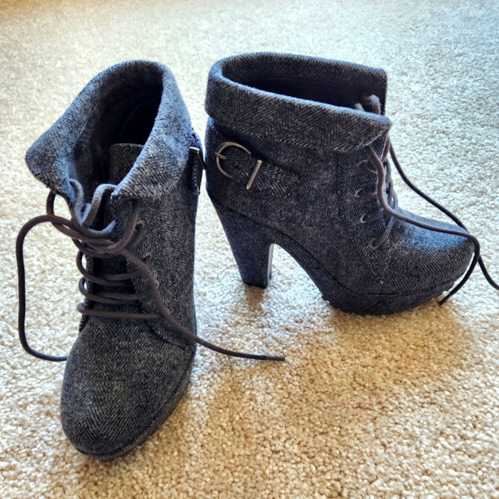 Grey Fabric Boots